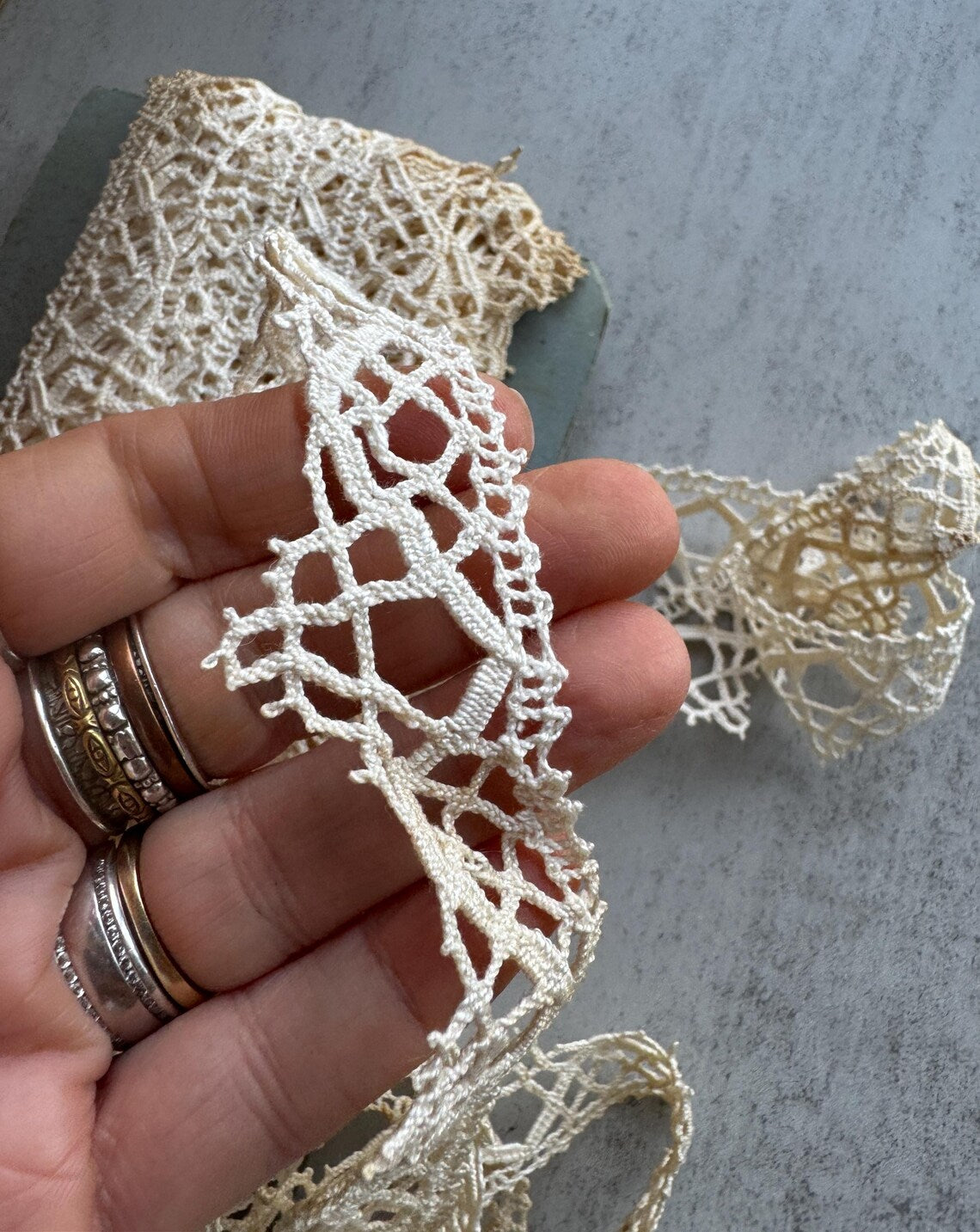 Antique French Bobbin Lace Trim, Delicate Handmade Dentelle, Vintage Sewing, Embroidery and Craft Supply