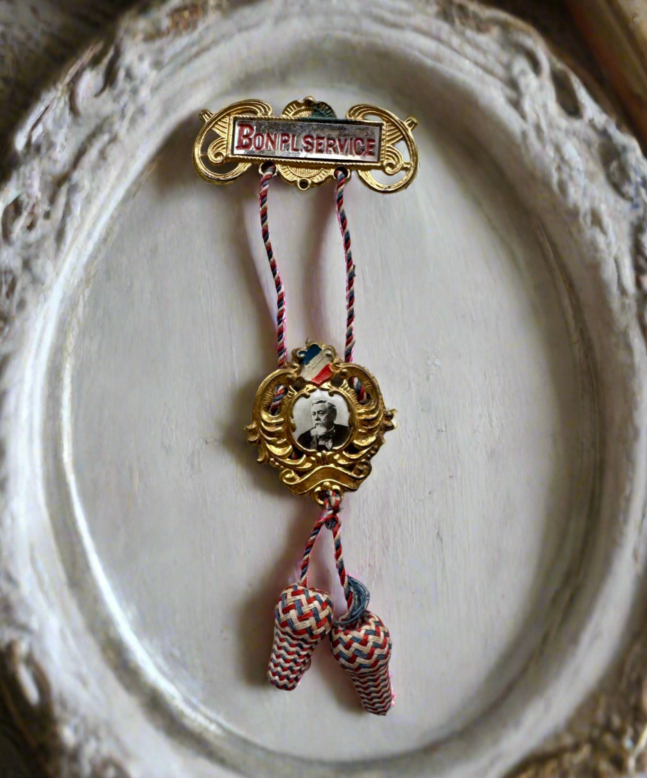 Antique French “Bon Service” Medal with Portrait & Tassels
