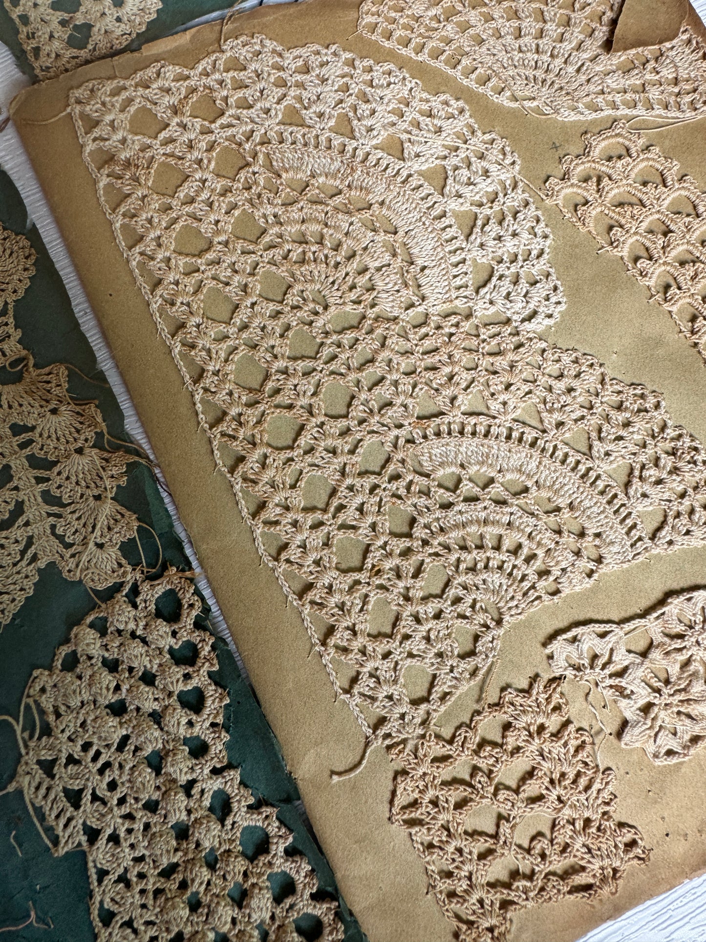 Antique French Lace Sample Pages – Set of 4 Textile Reference Sheets