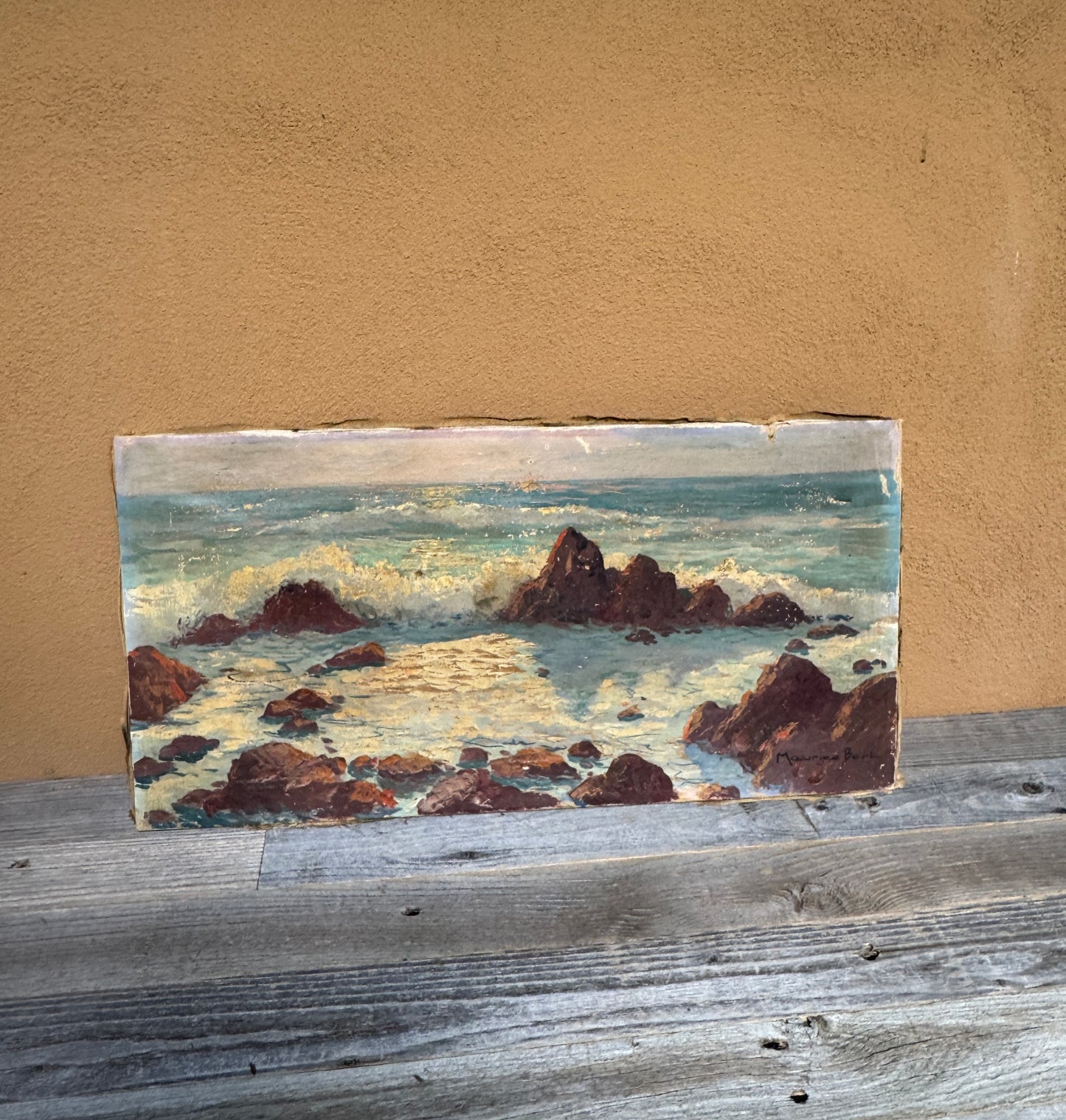 Seascape Painting – French Coastal Oil Painting on Canvas- Signed