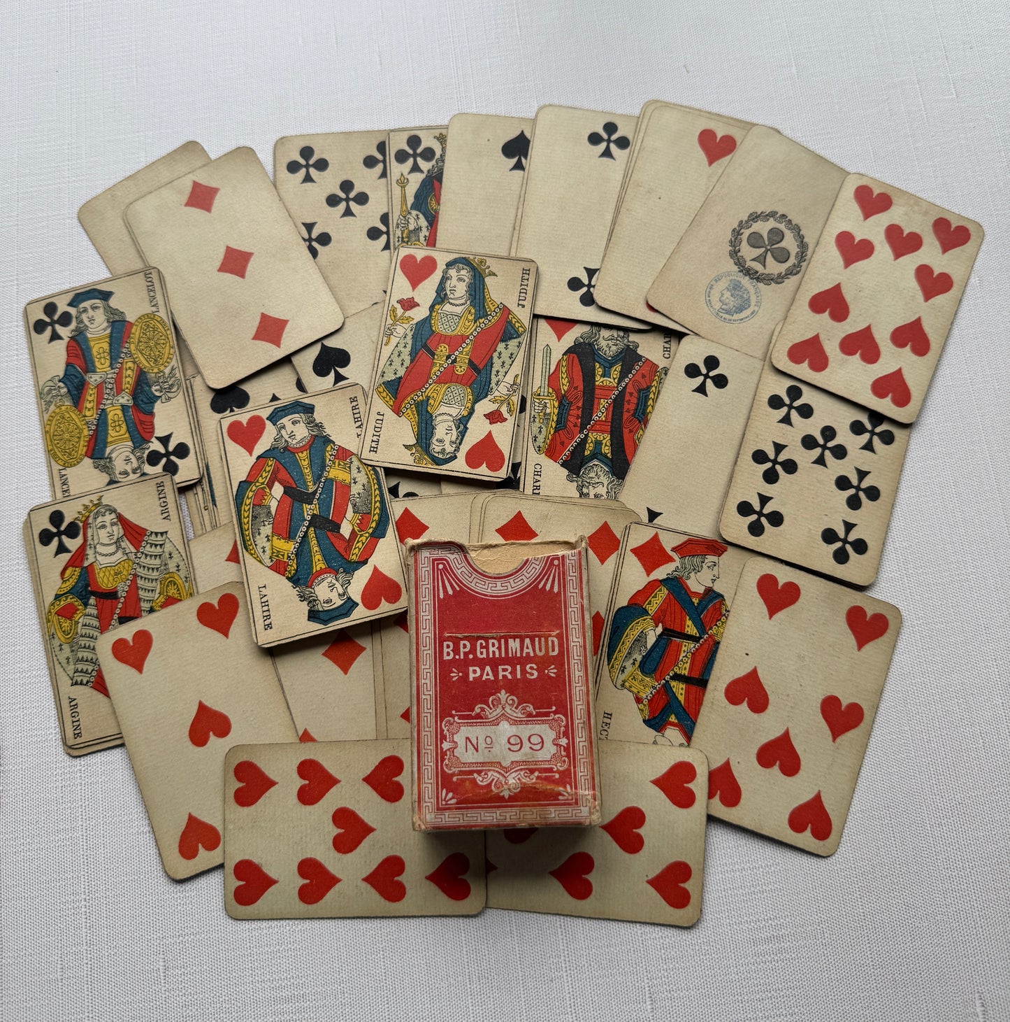 Antique French Playing Cards B.P. Grimaud No. 99, Complete Deck