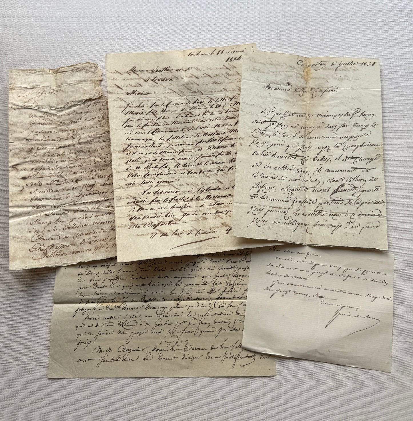 Bundle of 1800's French Handwritten Letters, Antique Legal & Personal Correspondence