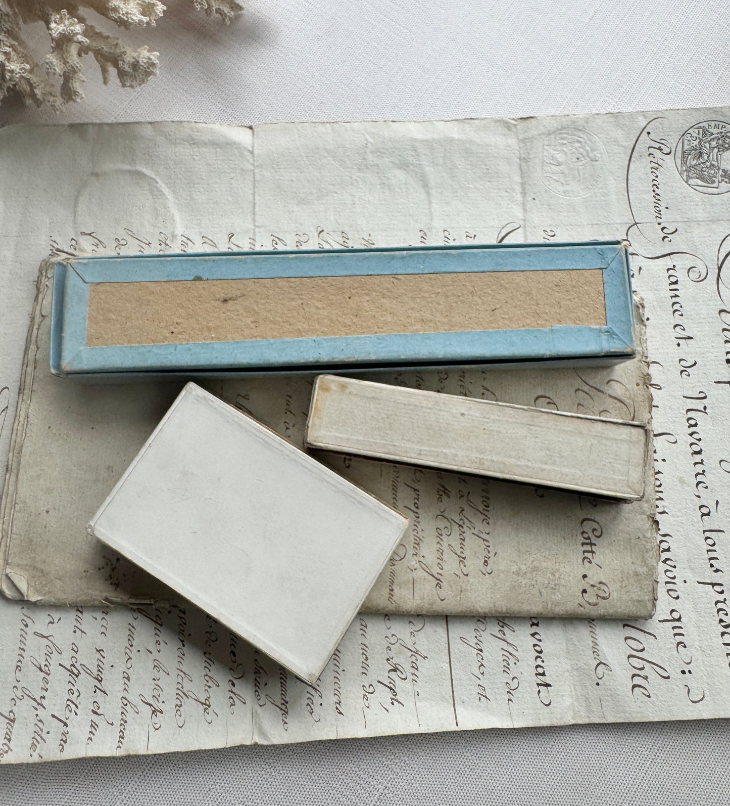 Set of 3 Antique French Paper Boxes, Collectible Decor Boxes