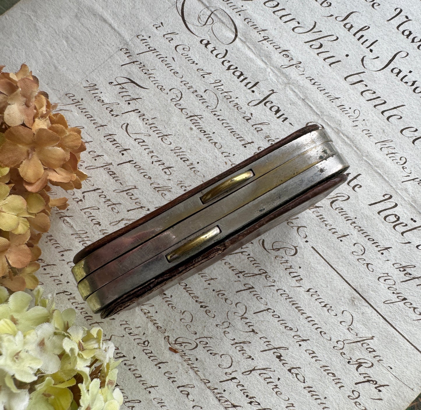 Antique Leather Coin Purse with Multiple Compartments