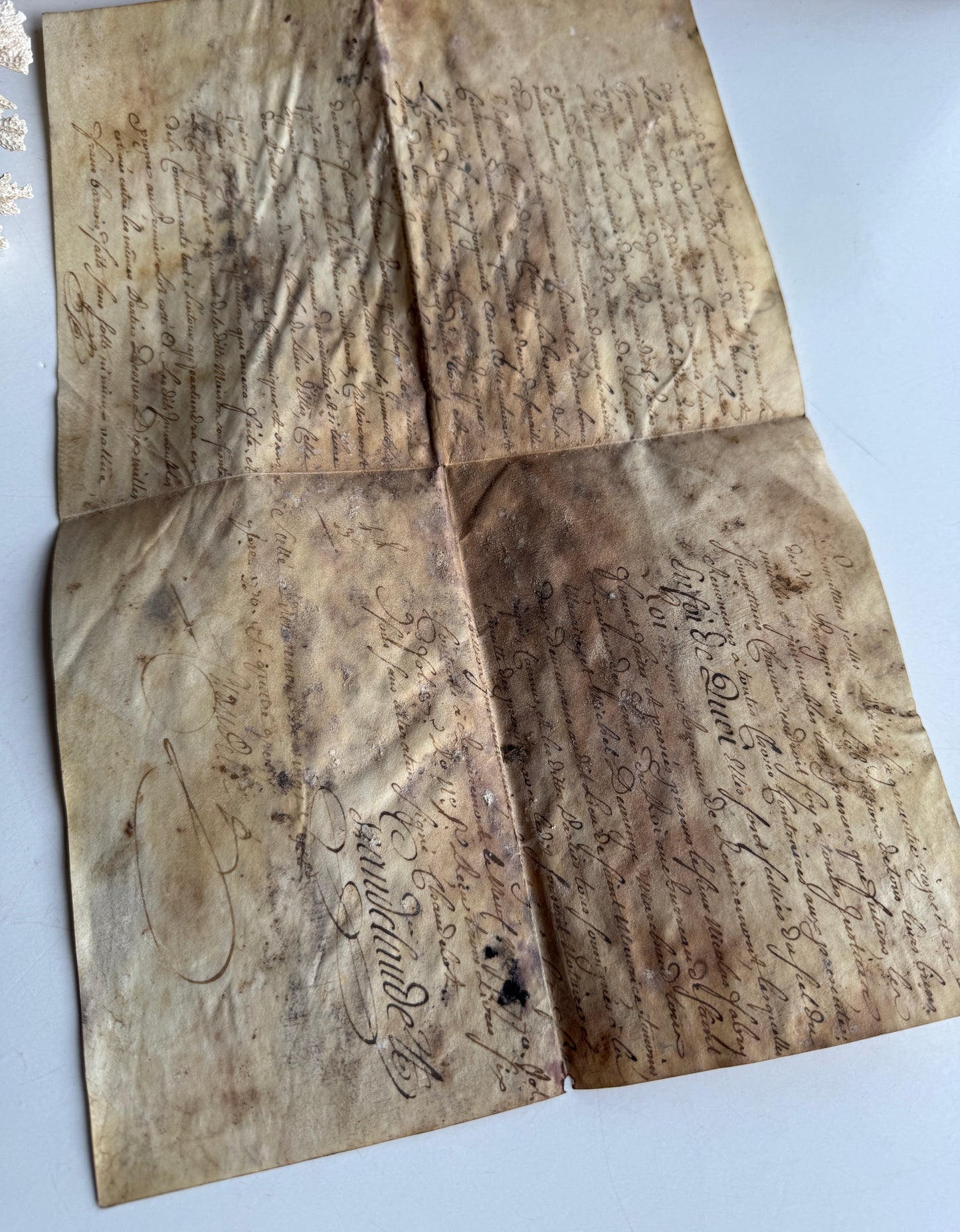 Antique French Vellum Document, Handwritten, Calligraphy, Royal Seal