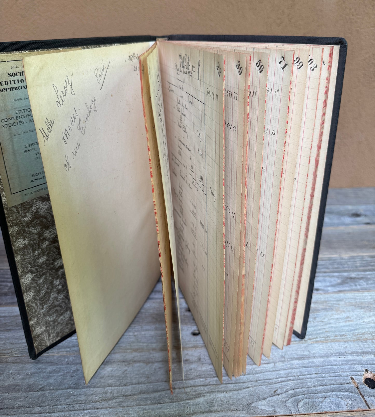 1935 Antique French Ledger Book – Handwritten Accounting Journal