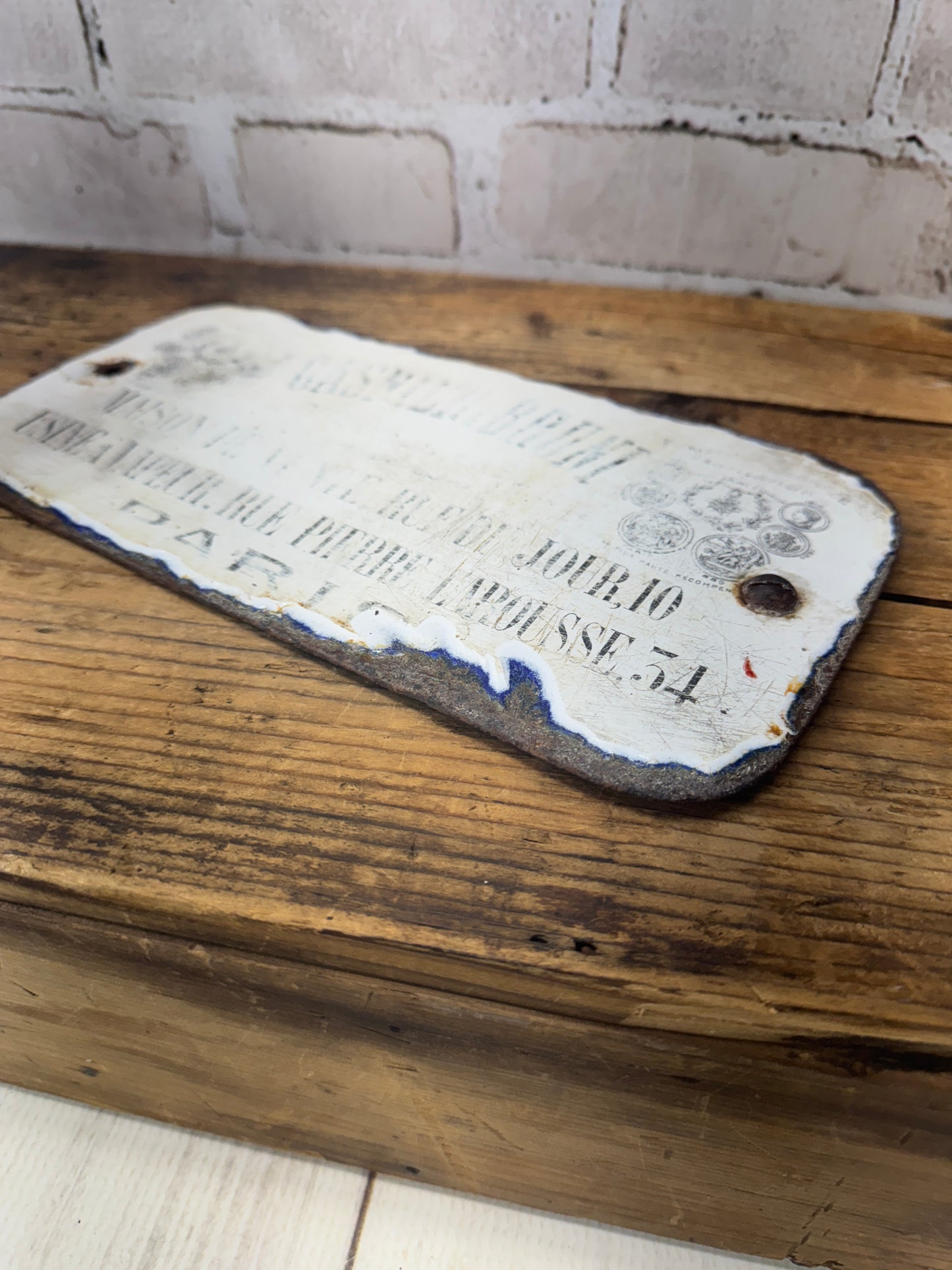 Antique French Enamel Sign – Parisian Manufacturer Plaque