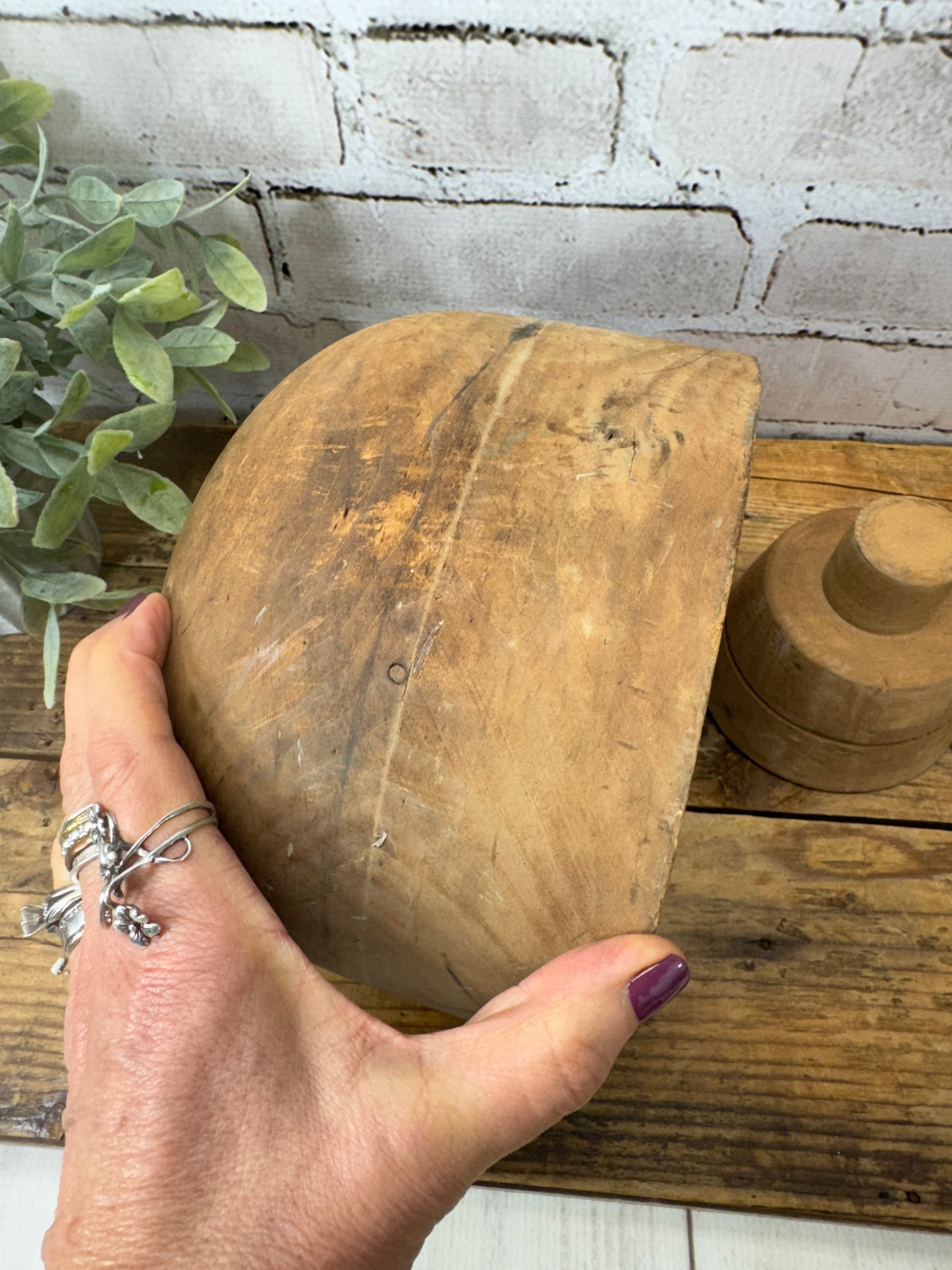 Vintage French Wood Hat Mold or Millinery Form with Stand – Primitive Display Piece from Paris