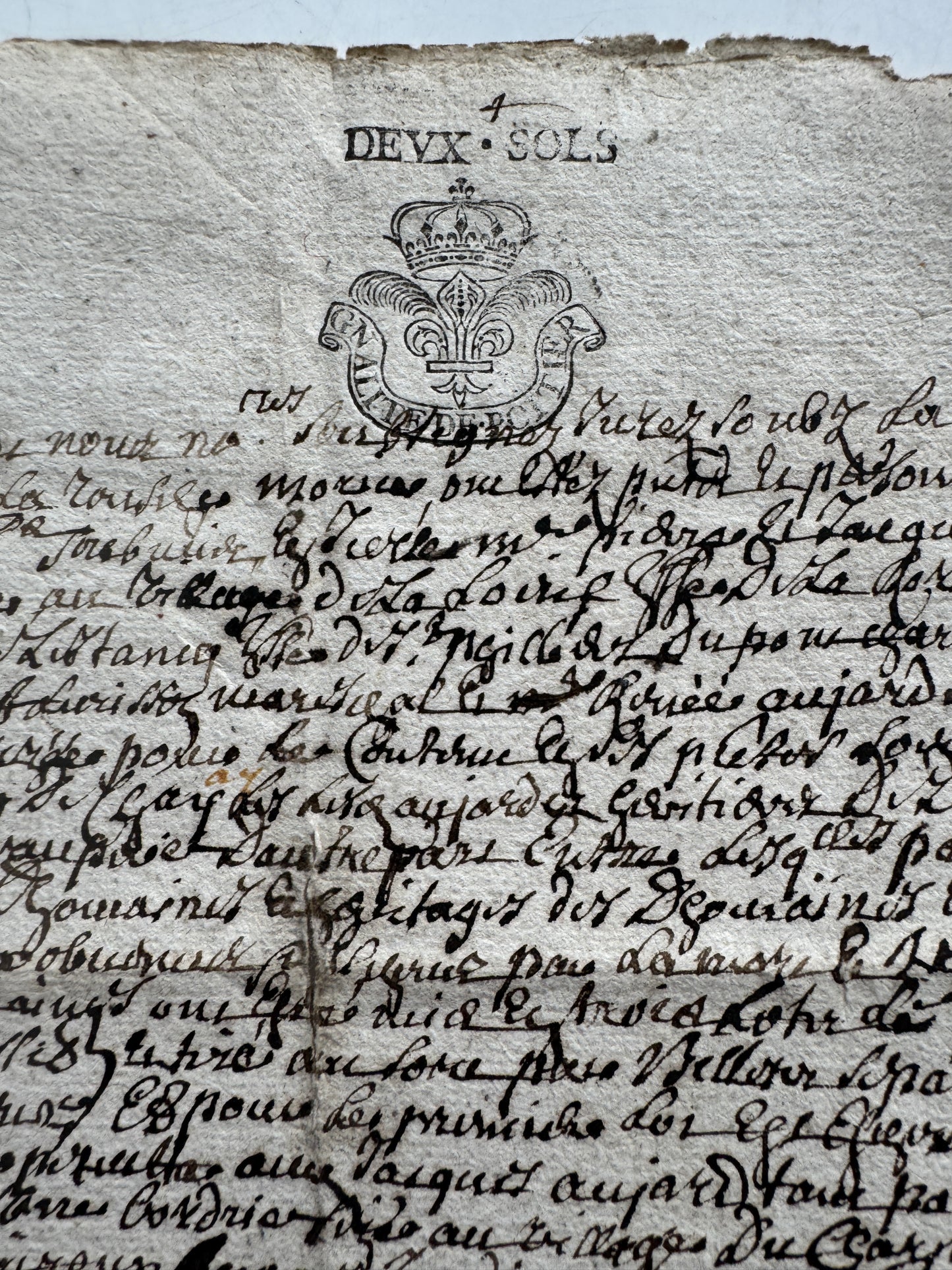 Antique French 18th Century Legal Document, Handwritten with Royal Stamp