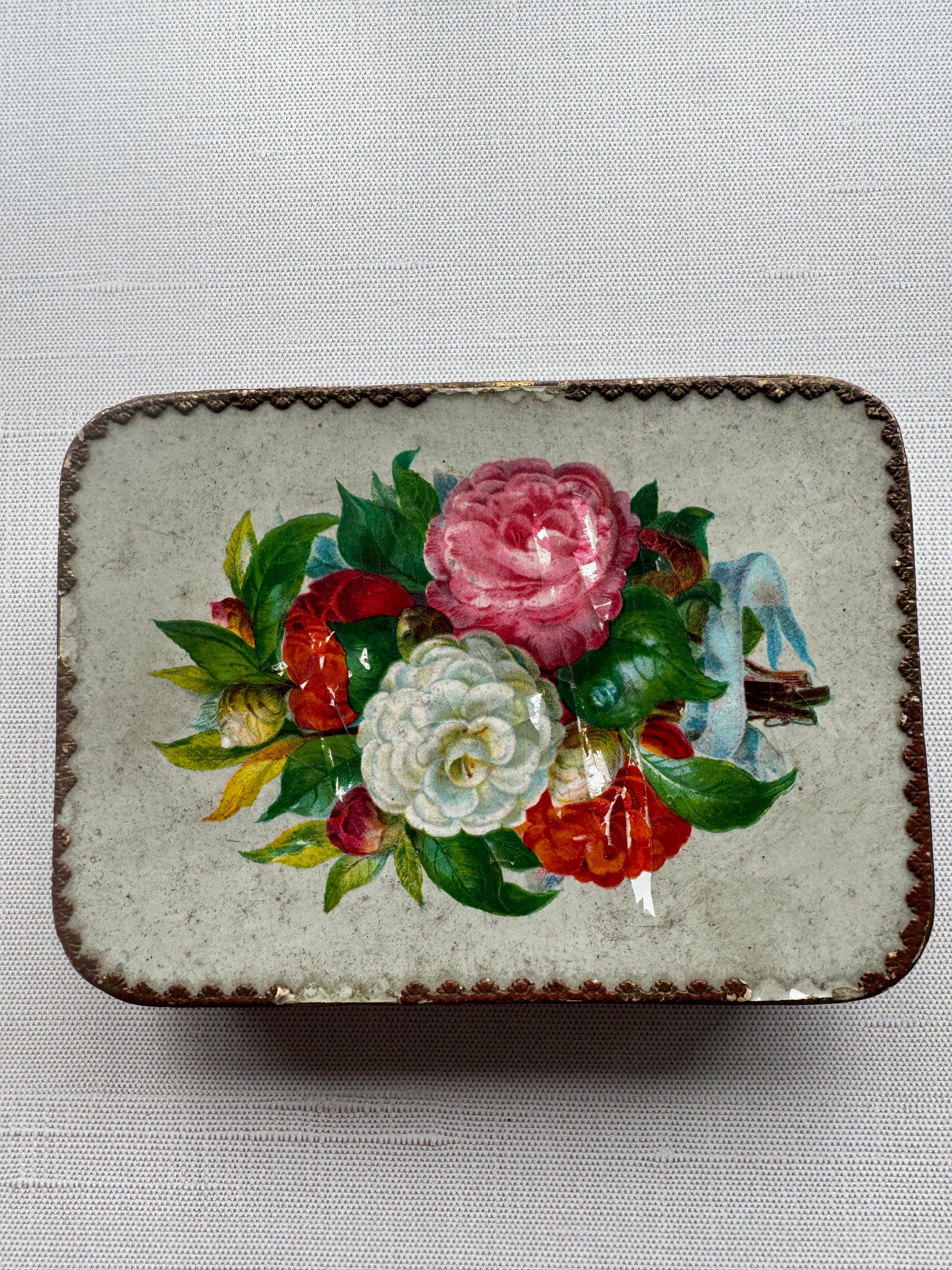 Antique Shabby Roses, Floral Apothecary Box, Heinitsh, Lancaster PA, Late 19th Century