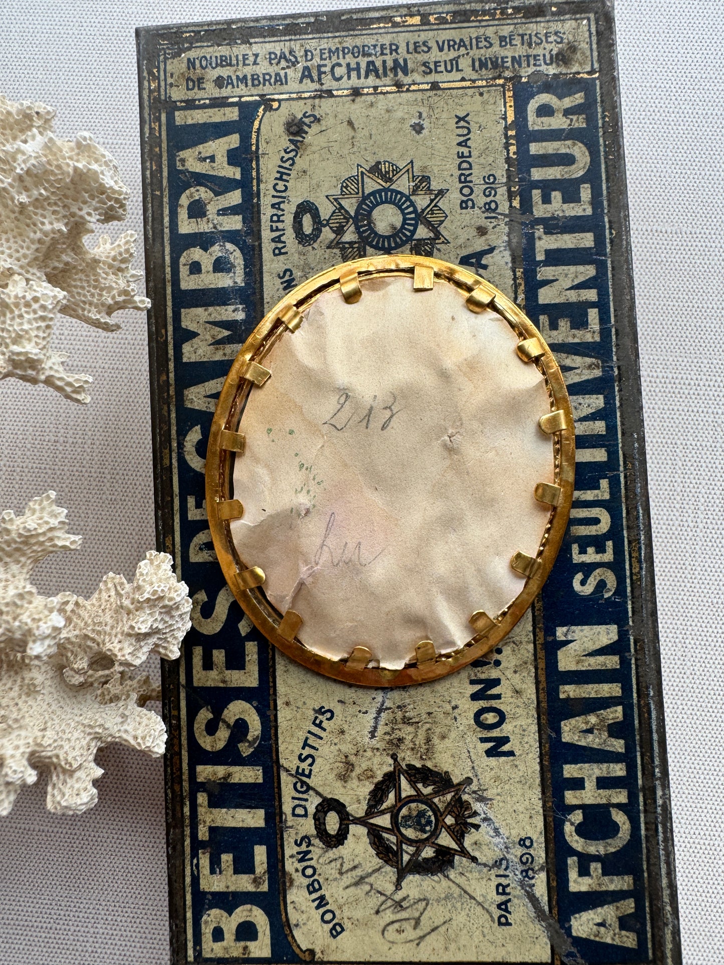 Antique Ecclesiastical Seal Impression in Gilded Oval Frame