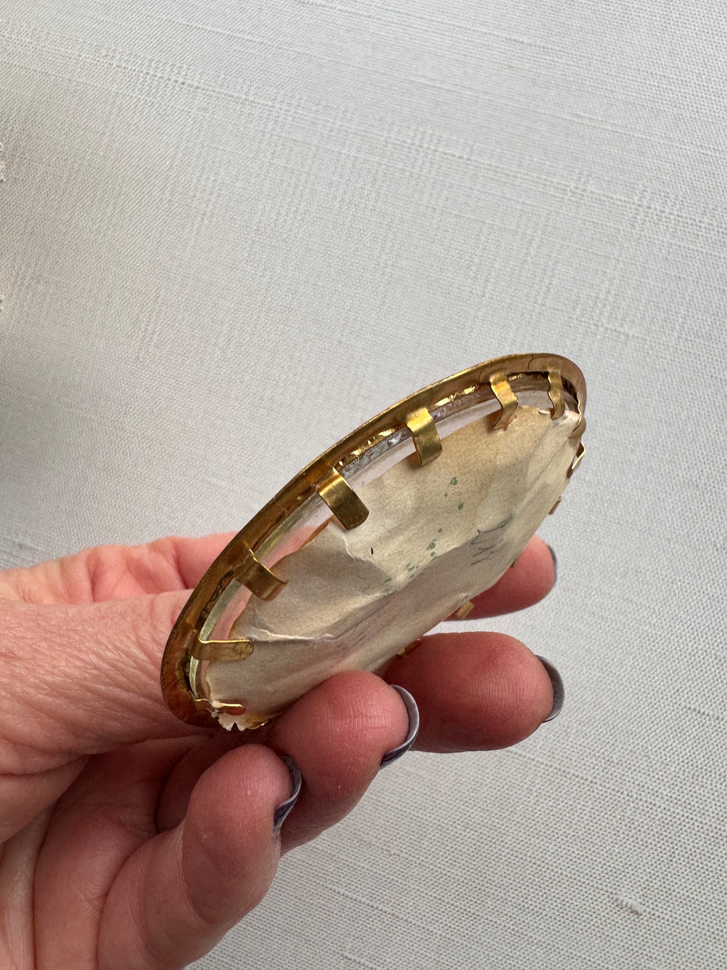 Antique Ecclesiastical Seal Impression in Gilded Oval Frame