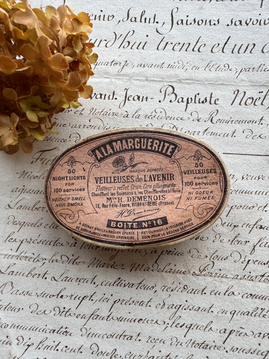 Antique French Night Light Box, “À La Marguerite” Veilleuses de l’Avenir