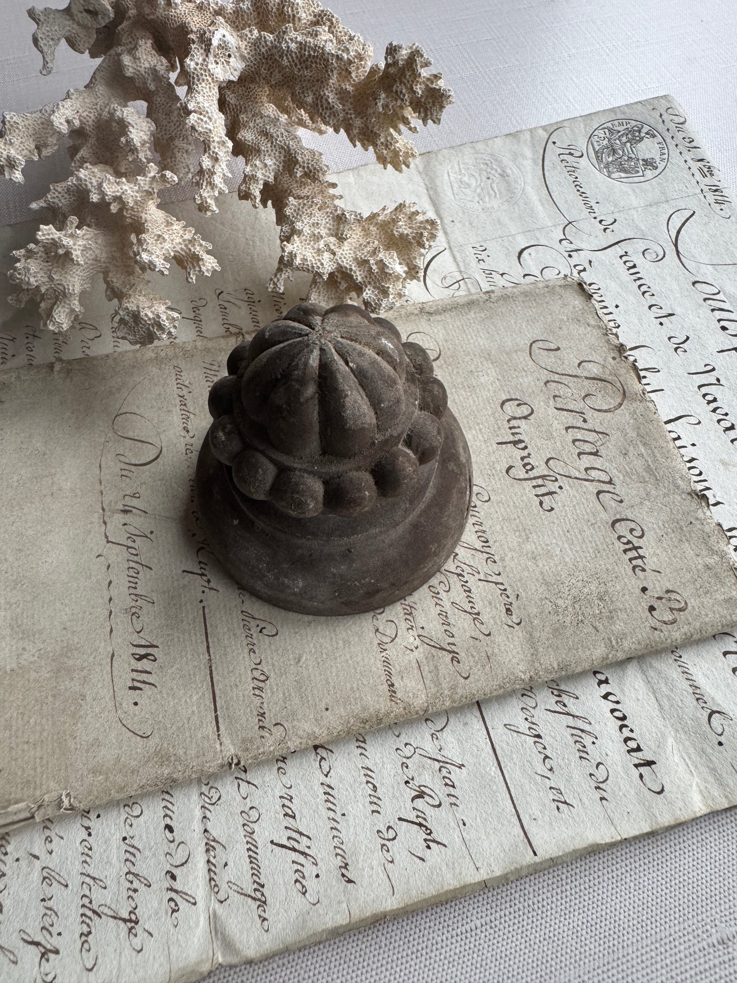 Antique French Wood Finial Crown-Shaped Architectural Accent