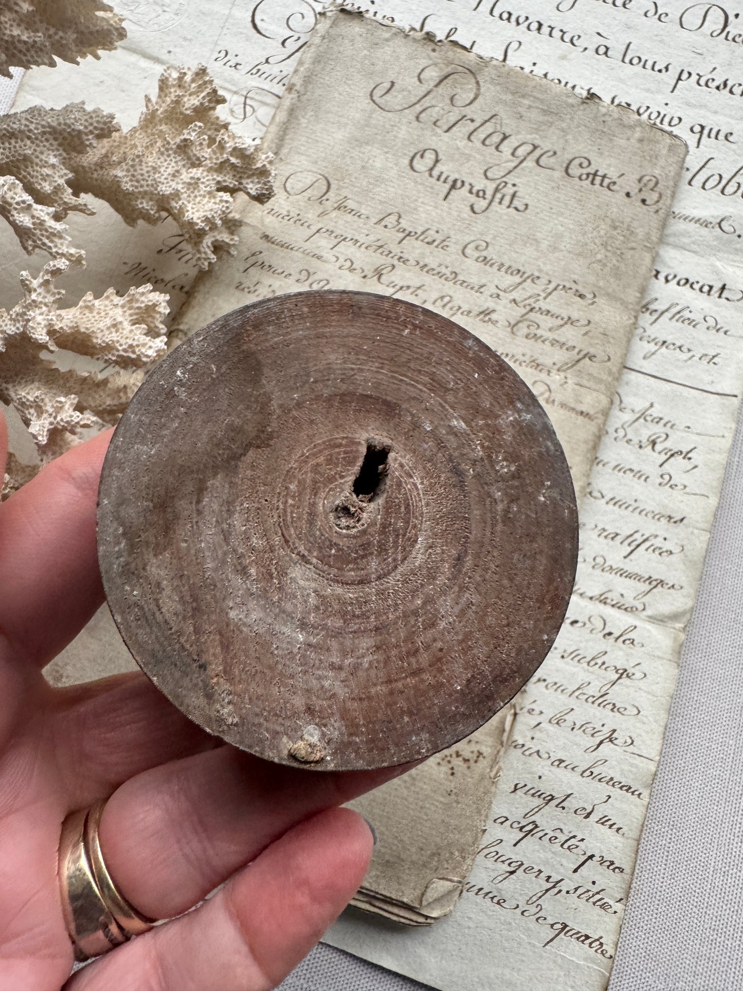 Antique French Wood Finial Crown-Shaped Architectural Accent