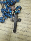 Vintage Italian Rosary with Blue Faceted Glass Beads