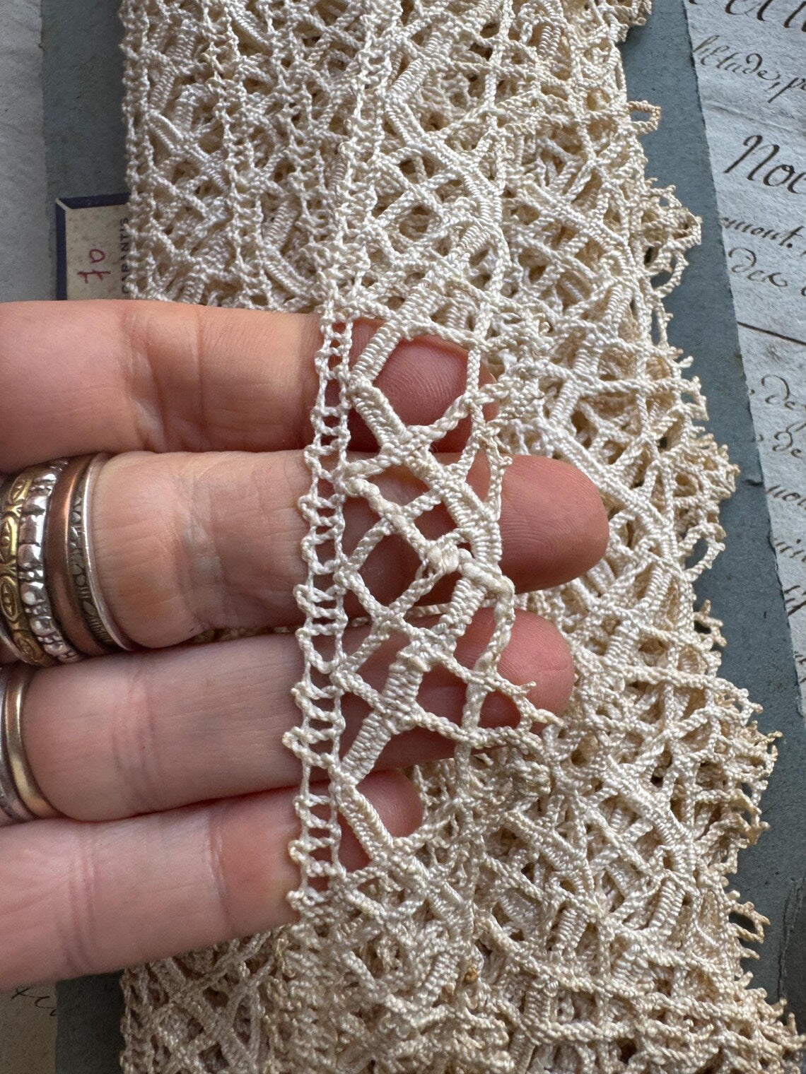 Antique French Bobbin Lace Trim, Delicate Handmade Dentelle, Vintage Sewing, Embroidery and Craft Supply