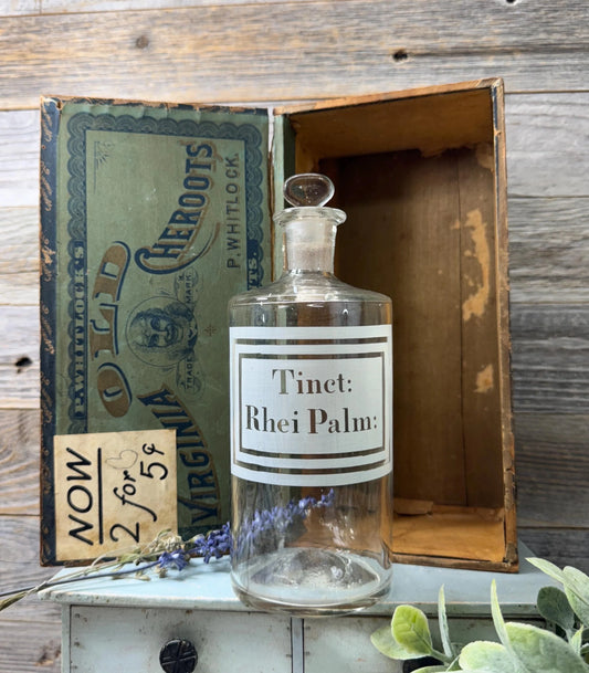 French Apothecary Bottle, Lettering on Front, Cabinet of Curiosities, 1800's Druggist, Collectible Pharmacy Medicine Bottle