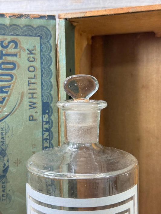 French Apothecary Bottle, Lettering on Front, Cabinet of Curiosities, 1800's Druggist, Collectible Pharmacy Medicine Bottle