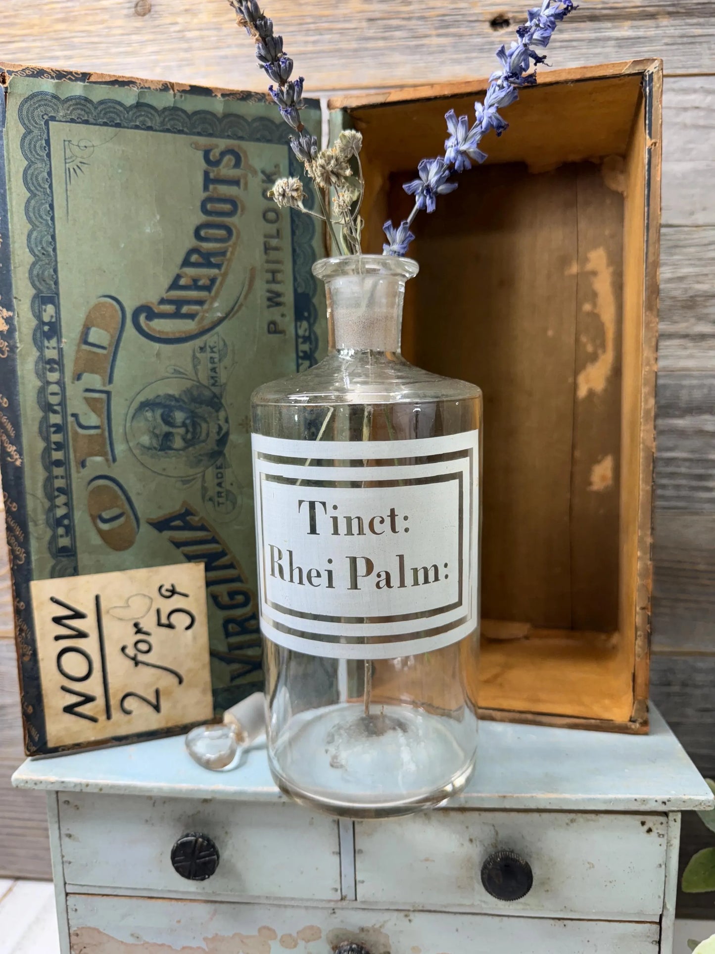 French Apothecary Bottle, Lettering on Front, Cabinet of Curiosities, 1800's Druggist, Collectible Pharmacy Medicine Bottle