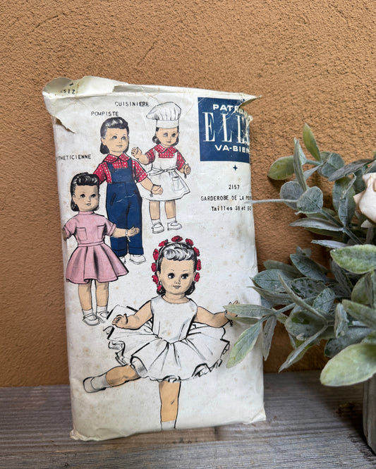 Vintage French Doll Clothing Pattern – 1950's Ensemble with Ballet & Chef Outfits