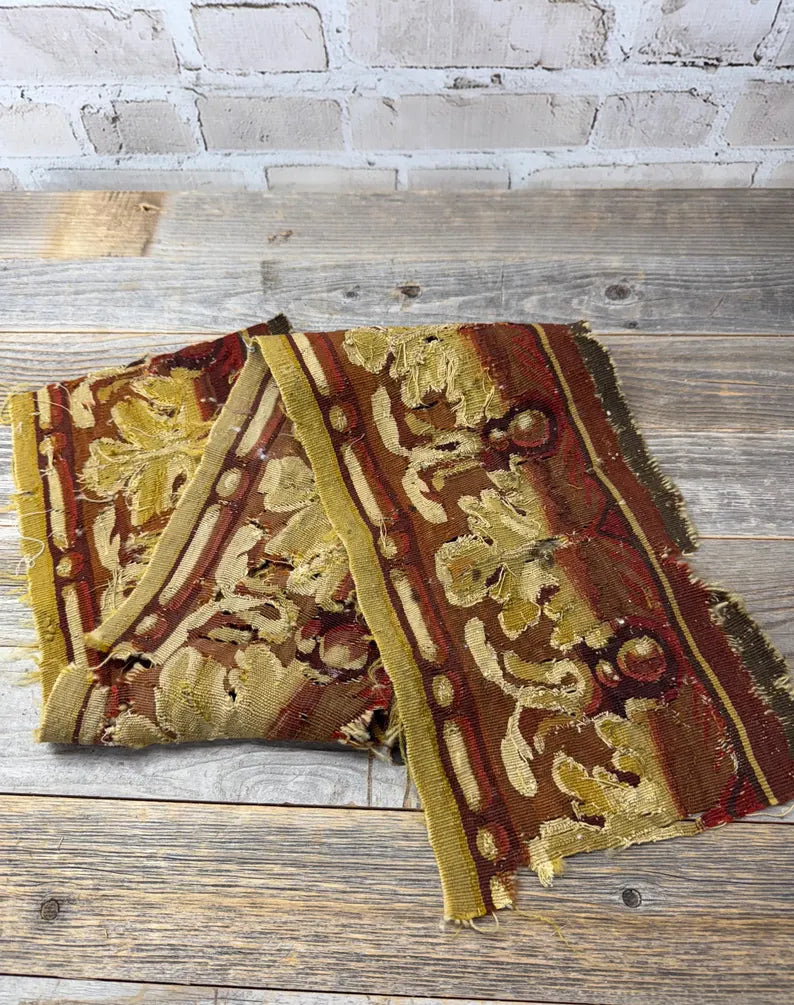 Antique French Tapestry Woven Trim, 18th Century Louis XVI Era Textile Fragment