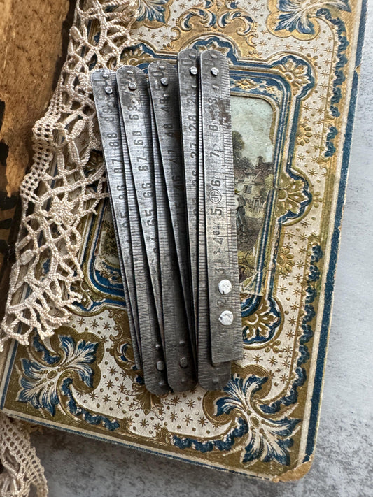 French Steel Folding Metric Ruler, Zigzag Accordion Design, Vintage Measuring Tool, Old Tool