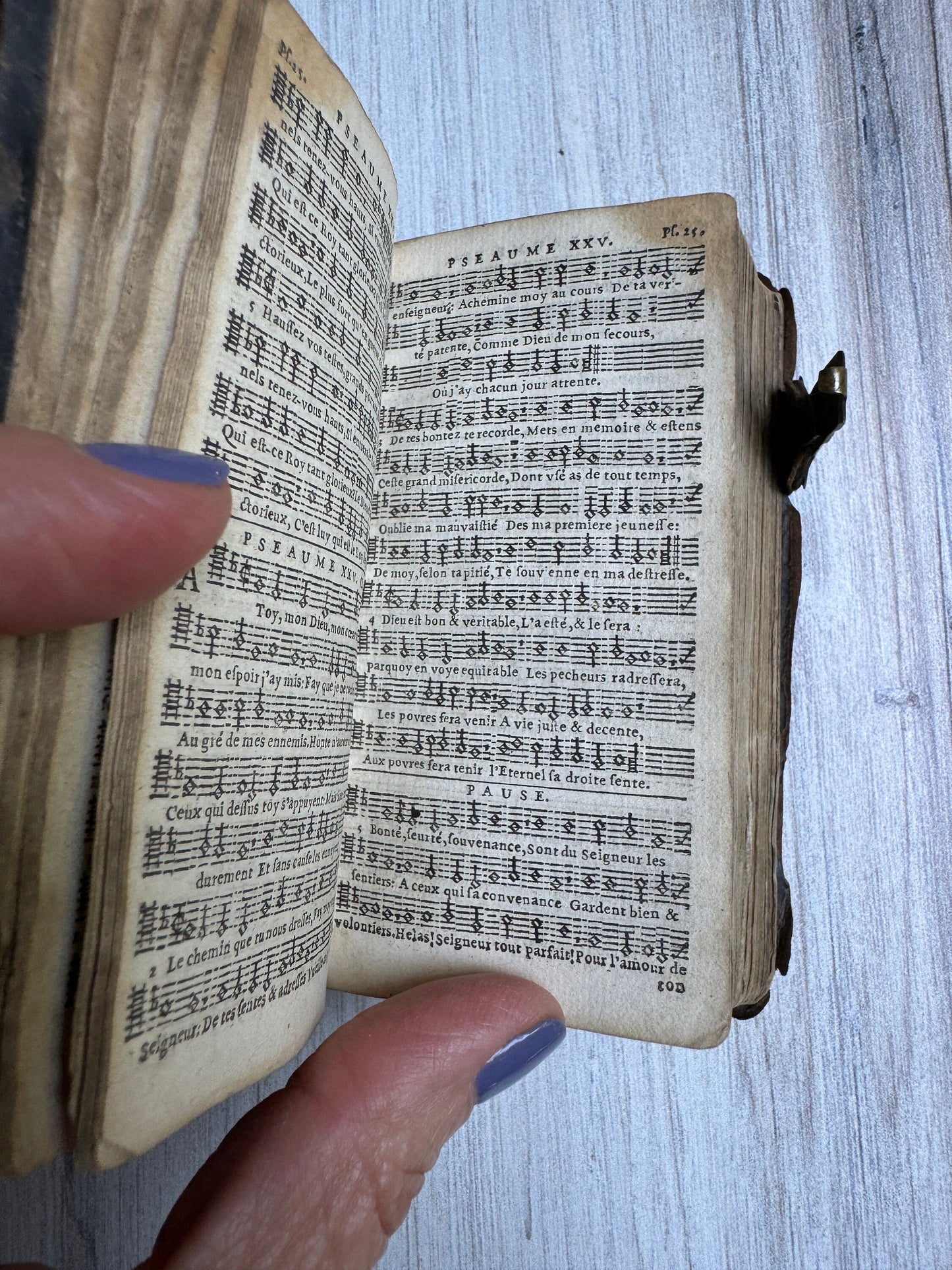 Antique French Book- The Psalms of David 1600's Prayer Book, Leather, Small Sized Leather with Buckles, Rare & Collectible, Bibliophile