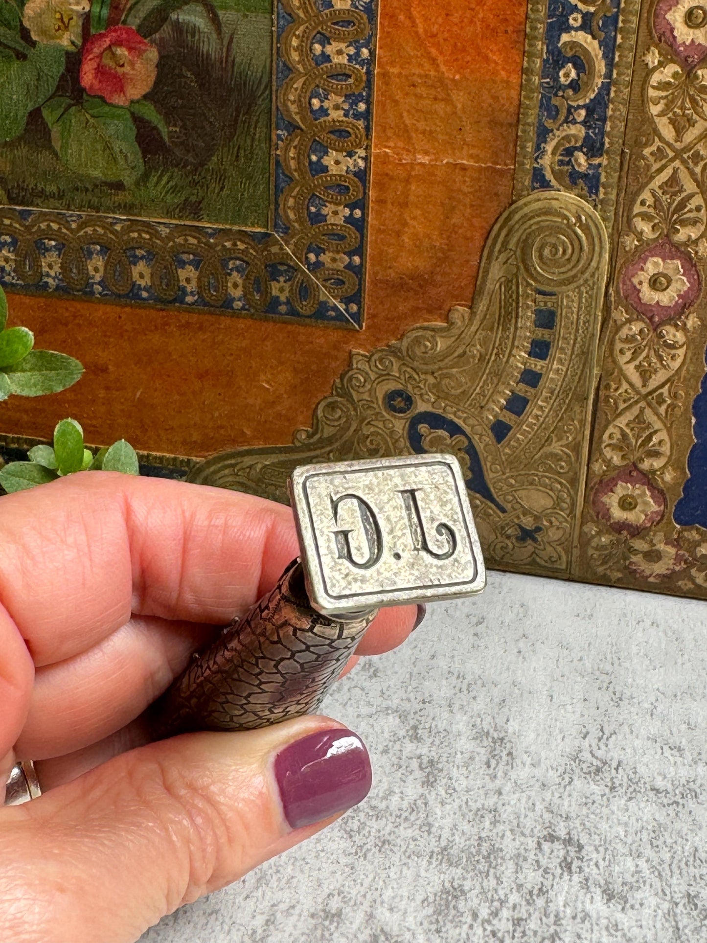 French Bronze Seal with Scorpion, Dragonflies, Lizard, Wax Letter Seal Stamp with Unusual Design