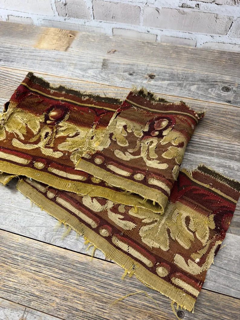 Antique French Tapestry Woven Trim, 18th Century Louis XVI Era Textile Fragment