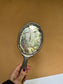 Antique French Hand Mirror with Cracked Glass and Ornate Handle