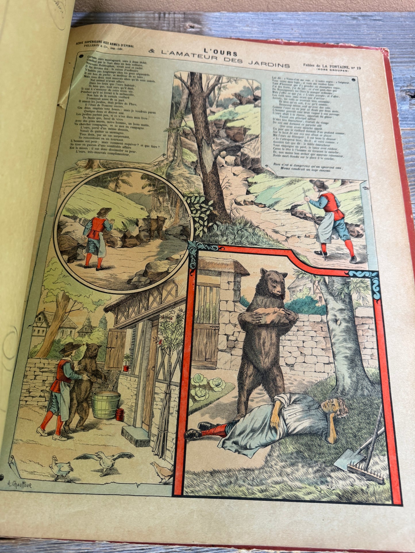 Fables of La Fontaine – Rare French Children’s Book with Color Illustrations