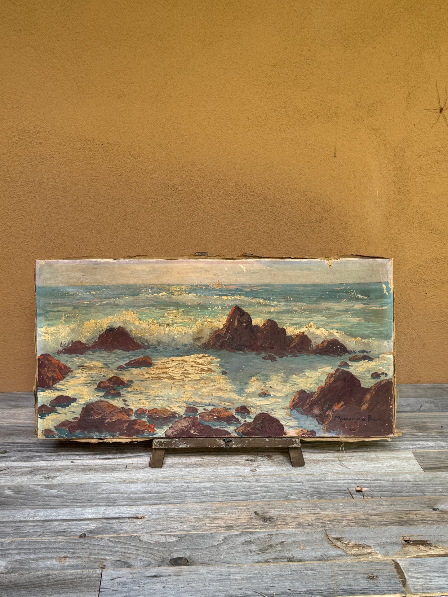 Seascape Painting – French Coastal Oil Painting on Canvas- Signed