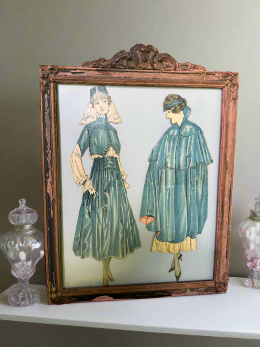 Framed Fashion Paper Doll Collage with Stylish Lady Cutouts