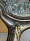 Antique French Hand Mirror with Cracked Glass and Ornate Handle