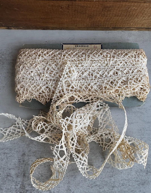 Antique French Bobbin Lace Trim, Delicate Handmade Dentelle, Vintage Sewing, Embroidery and Craft Supply