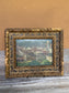 French Village Oil Painting on Metal Panel Ornate Frame