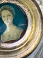 Miniature French Portrait in Gilded Gold Round Frame