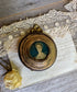 Miniature French Portrait in Gilded Gold Round Frame