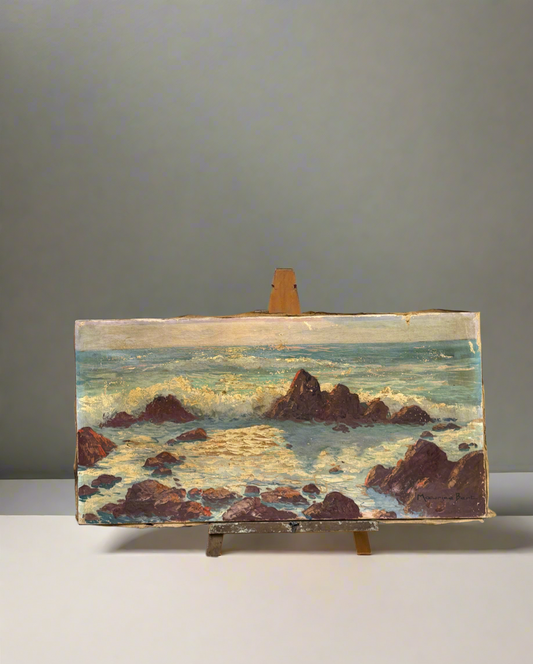 Seascape Painting – French Coastal Oil Painting on Canvas- Signed