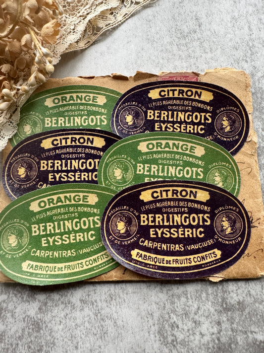 Antique French Labels, Confectionery Paper Ephemera