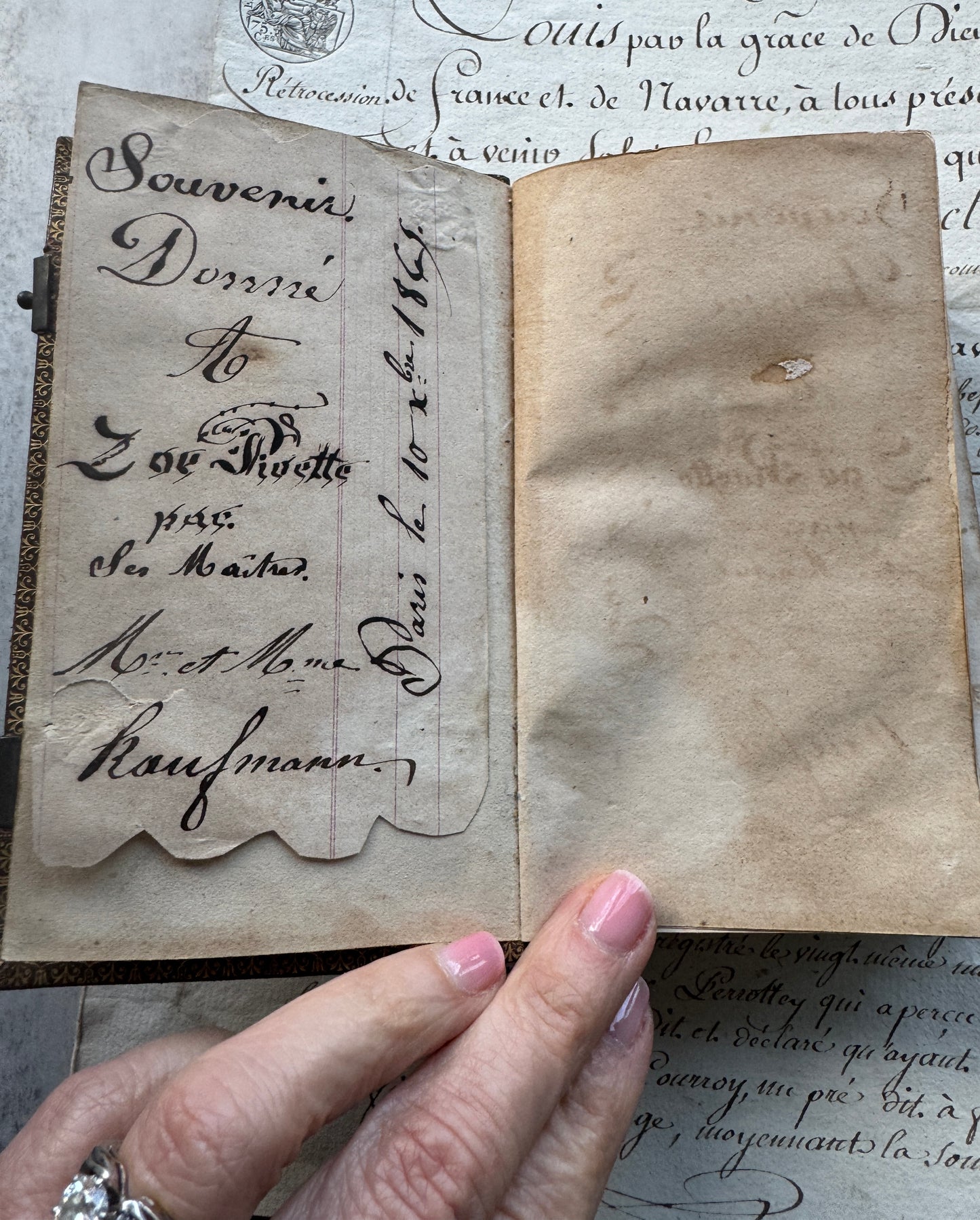 French Paroissien Romain Prayer Book dated 1857 Leather with Metal Clasps & Gilt Edges