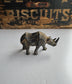 Antique Rhinoceros Figurine, Metal Worn Patina