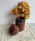 French Antique Leather Covered Wooden Snuff or Pill Box