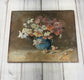 Antique French Floral Painting, Still Life in Blue Pitcher
