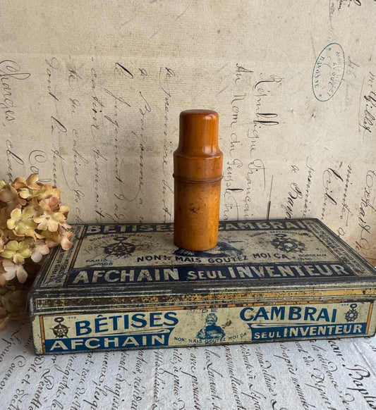 Antique Cobalt Blue Apothecary Bottle in Turned Wood Case