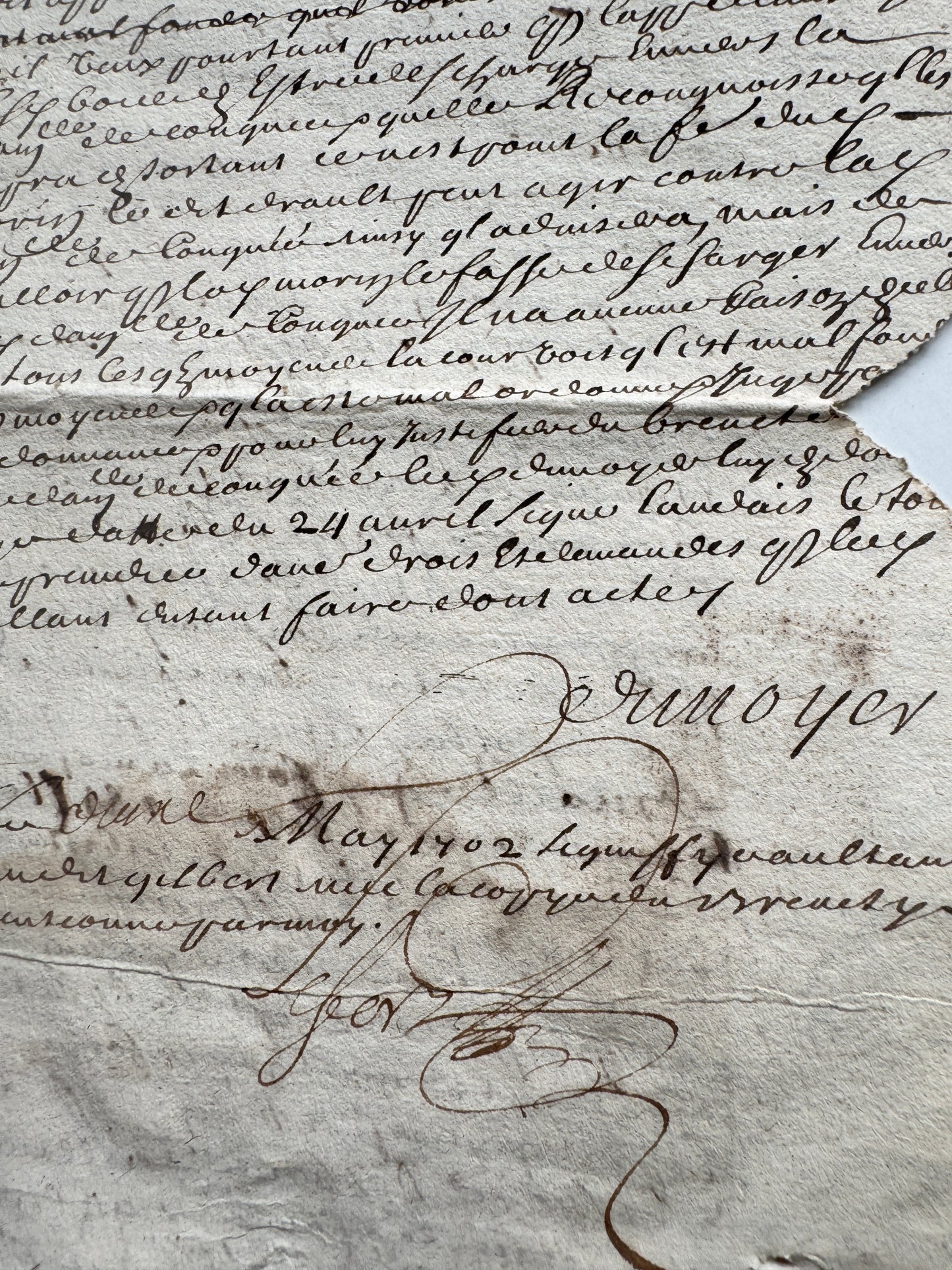 Antique 18th Century French Handwritten Legal Documents, 1700's Manuscript with Tax Stamps