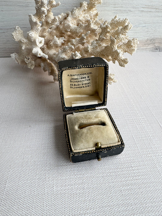 Antique A. Sintzenich Ring Box, Early 1900s Jeweler’s Presentation Case from London