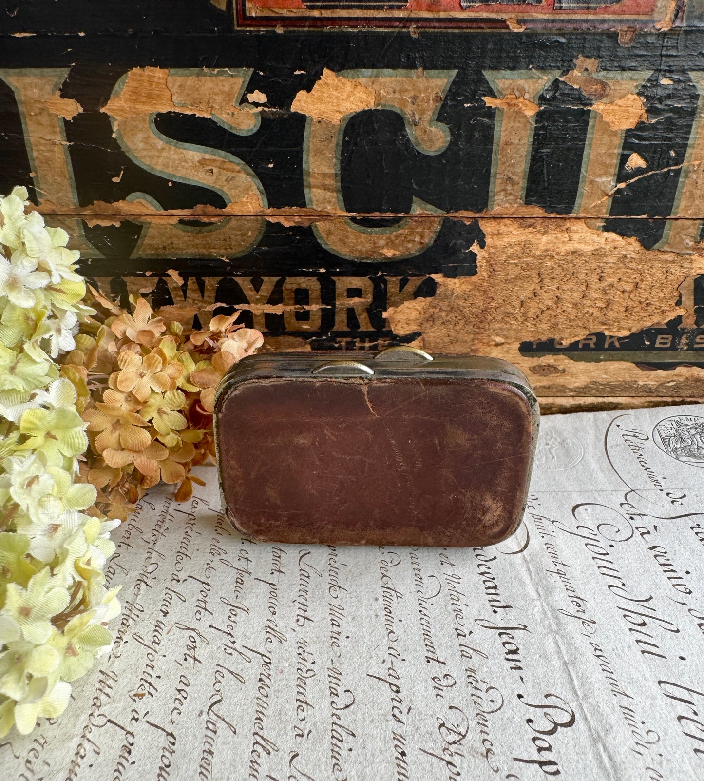 Antique Leather Coin Purse with Multiple Compartments