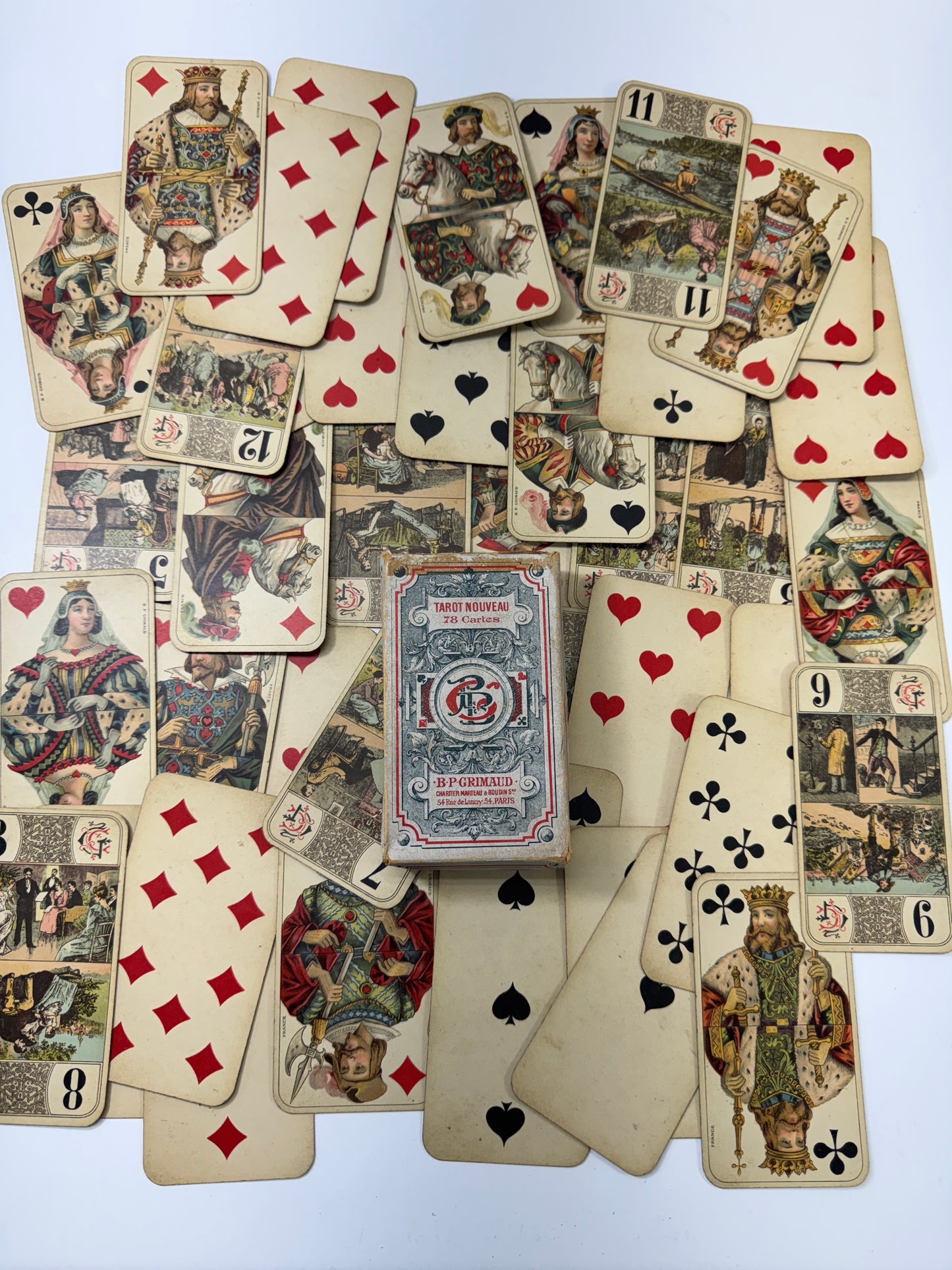 Vintage B.P. Grimaud Tarot Nouveau, Partial 69 Card French Deck with Original Box